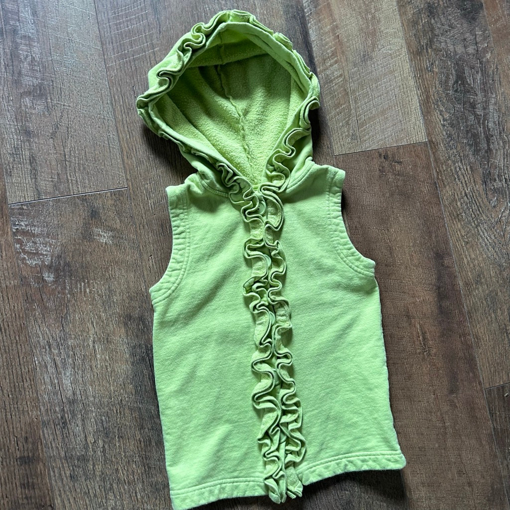 Girls Kelly's Kids Green Ruffle Hooded Vest Size 7